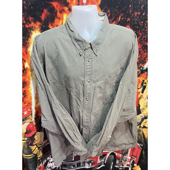 Redhead Grayish-Green Shirt‎ Mens 4XL Big Man Long Sleeve Button Up - Picture 1 of 9